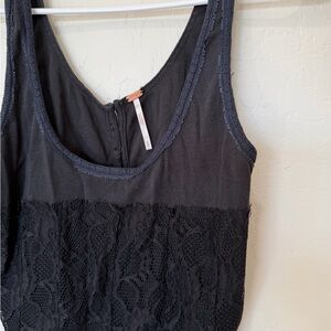 Free People Black Lace-Edge Tank